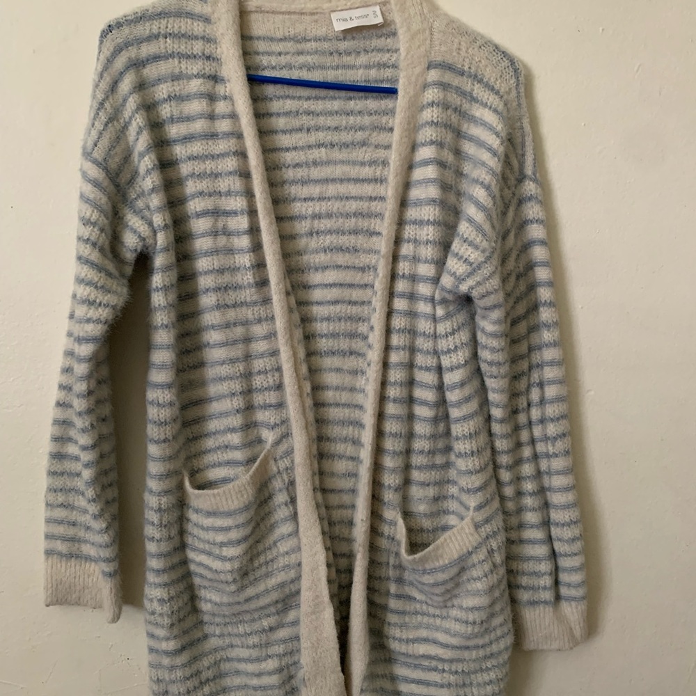 Cozy Striped Open-Front Cardigan